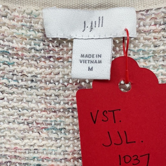 NWoT J.Jill Textured Slub Knit Sleeveless Sweater M Cotton Linen Blend Confetti - Picture 3 of 10